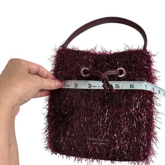 Kate Spade Like TINSEL Burgundy Small Bucket Handbag - Picture 9 of 11